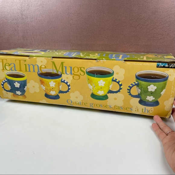 Tea Time Floral Mugs And Caddies New Set Of 4 - Picture 7 of 9